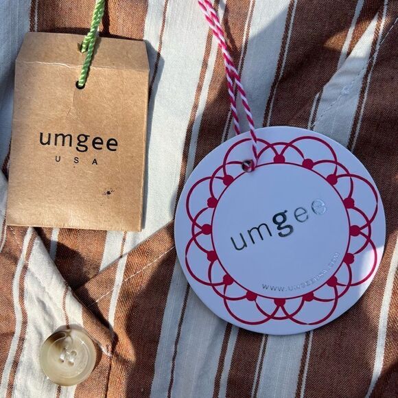 Umgee Tan and White Stripe Linen Blend Dress. Size Small. NWT - Picture 4 of 7